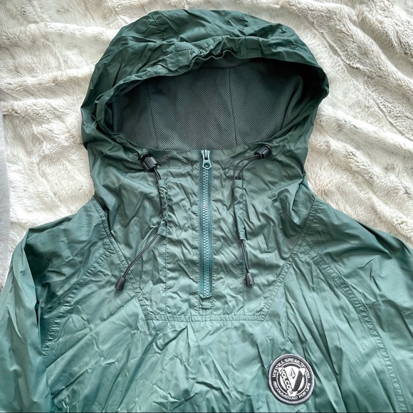 Volcom Water Resistant 600 MM Windbreaker Quarter Zip Outdoor Jacket Green Blue - Picture 8 of 8